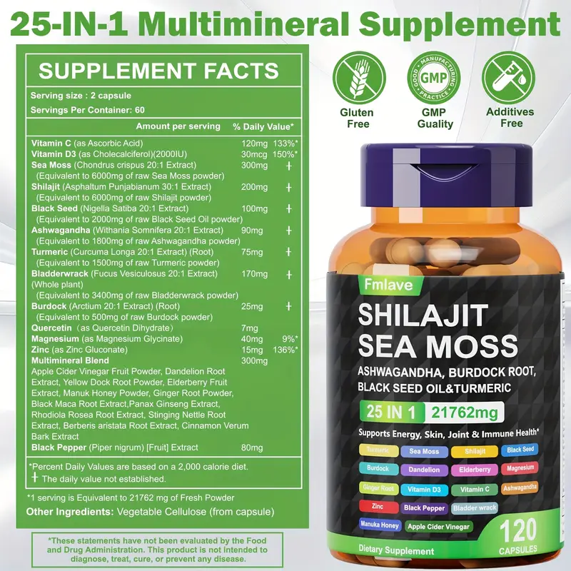 Fmlave 25 in 1 Sea Moss Black  - مراجعة Black Seed Oil Capsule وسعره