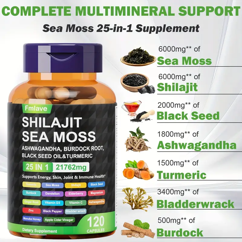 Fmlave 25 in 1 Sea Moss Black  - مراجعة Black Seed Oil Capsule وسعره