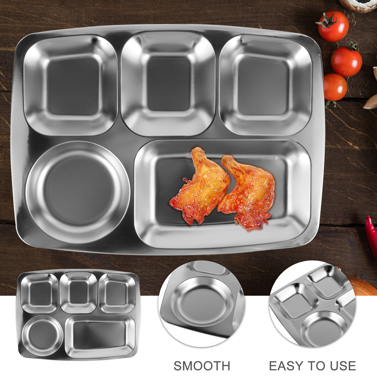 Stainless Steel Divided Food P - مراجعة Nutrition & Fitness Hub Photos وسعره